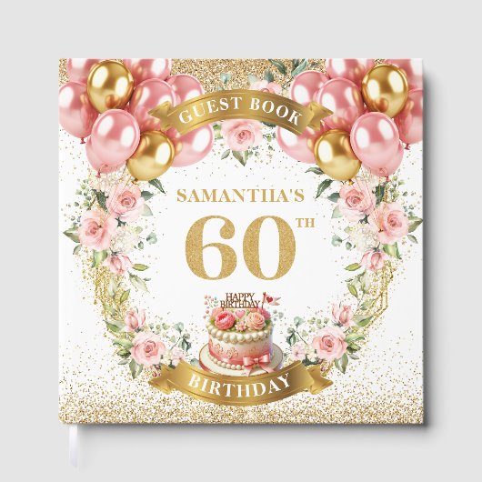 Levendig Boho 60e verjaardag gastenboek Bloom Acce (Voorkant)