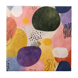 Levendig Boho Abstract patroon Organische vormen Tegeltje