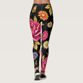 Levendig Boho Bloemmotief Botanisch Patroon   Leggings (Achterkant)