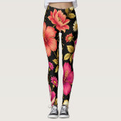 Levendig Boho Bloemmotief Botanisch Patroon   Leggings (Voorkant)