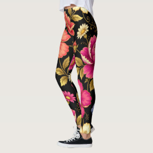 Levendig Boho Bloemmotief Botanisch Patroon Leggings