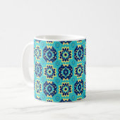 Levendig Boho Chic geometrisch bloemenpatroon Koffiemok (Voorkant links)