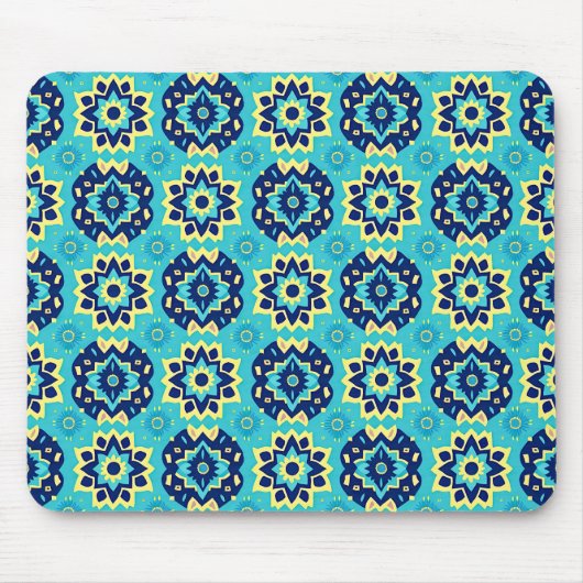 Levendig Boho Chic geometrisch bloemenpatroon Muismat (Voorkant)