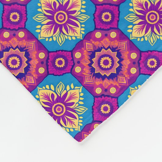 Levendig Boho Chic Mandala Bloemenpatroon Fleece Deken (Hoek)