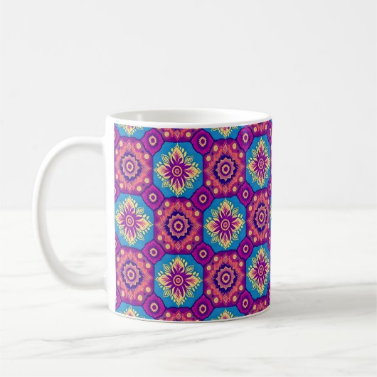Levendig Boho Chic Mandala patroon Koffiemok (Links)