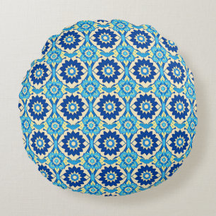 Levendig Boho chique bloemenpatroon Rond Kussen