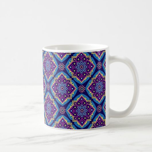 Levendig Boho geometrisch bloemenpatroon Koffiemok (Rechts)