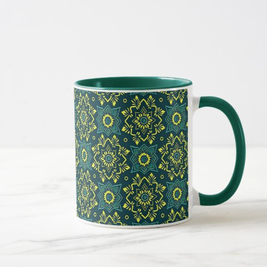 Levendig Boho geometrisch bloemenpatroon Mok (Rechts)