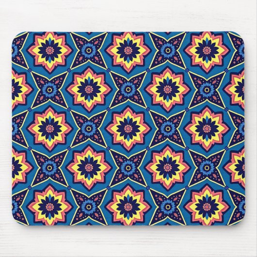 Levendig Boho geometrisch bloemenpatroon Muismat (Voorkant)