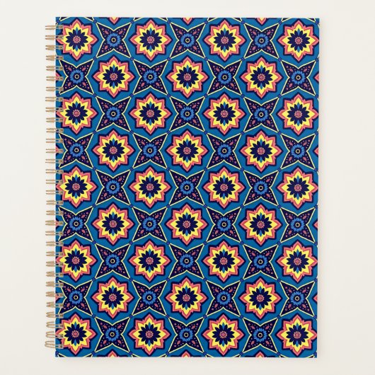 Levendig Boho geometrisch bloemenpatroon Planner (Voorkant)