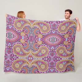 Levendig Boho Paisley Bloemmotief | Kleurrijke Kun Fleece Deken