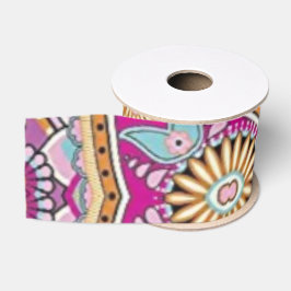Levendig Boho Paisley Bloemmotief | Kleurrijke Kun Grosgrain Lint
