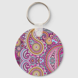Levendig Boho Paisley Bloemmotief | Kleurrijke Kun Sleutelhanger