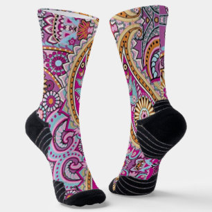 Levendig Boho Paisley Bloemmotief Kleurrijke Kun Sokken