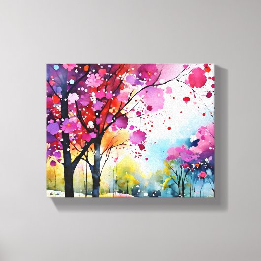Levendig bos Waterverf schilderij Canvas Afdruk (Voorkant)