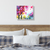 Levendig bos Waterverf schilderij Canvas Afdruk (Insitu (Slaapkamer))