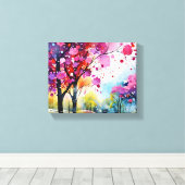 Levendig bos Waterverf schilderij Canvas Afdruk (Insitu (Houten vloer))