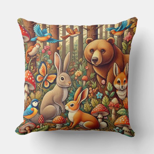 Levendig boslandschap met wilde dieren kussen (Voorkant)