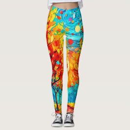 Levendig bospad naar de maan leggings