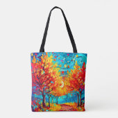 Levendig bospad naar de maan tote bag (Achterkant)