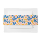 Levendig botanisch houtblok Blauw en Geel blad Uitnodigingen Wikkel (Voorkant Voorbeeld)