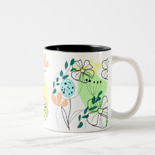 Levendig Botanisch Patroon Koffiekopje Tweekleurige Koffiemok