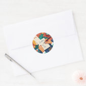 levendig-briefkaart-design-verspreid-op-een-festib ronde sticker (Envelop)