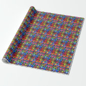 Levendig caleidoscopisch 3D geometrisch patroon Cadeaupapier (Uitgerold)
