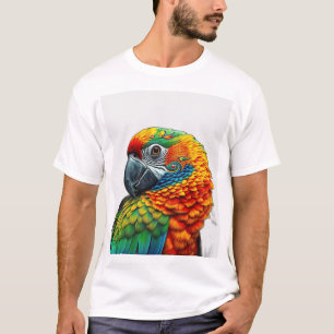 Levendig caleidoscopisch papegaaienpatroon t-shirt