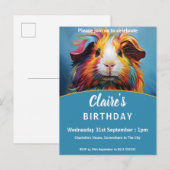 Levendig cavia verjaardagsfeestje uitnodiging briefkaart (Voorkant / Achterkant)