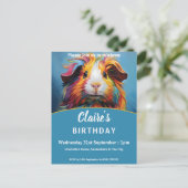 Levendig cavia verjaardagsfeestje uitnodiging briefkaart (Staand voorkant)