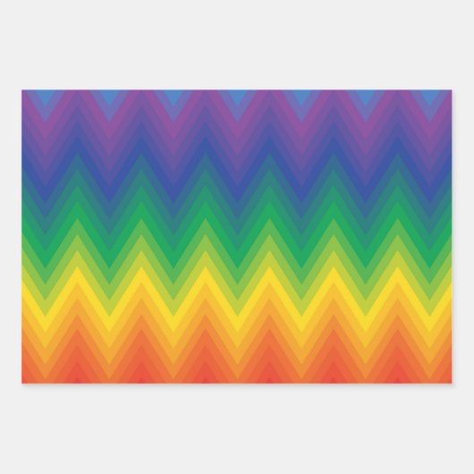 Levendig Chevron-patroon in Gradient Rainbow-kleur Inpakpapier Vel (Voorkant)