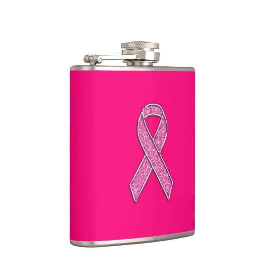 Levendig chroom glitter Style Roze lintbewustzijn Heupfles (Rechts)