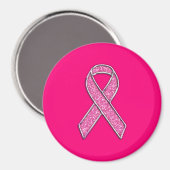Levendig chroom glitter Style Roze lintbewustzijn Magneet (Voorkant / Achterkant)