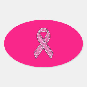 Levendig chroom glitter Style Roze lintbewustzijn Ovale Sticker