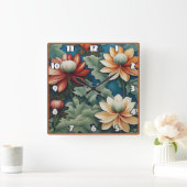 Levendig chrysant ontwerp vierkante klok (Huis)