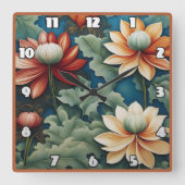 Levendig chrysant ontwerp vierkante klok (Voorkant)