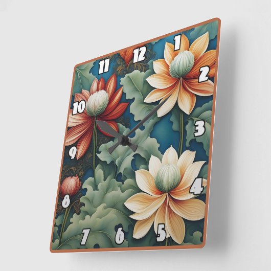 Levendig chrysant ontwerp vierkante klok (Hoek)