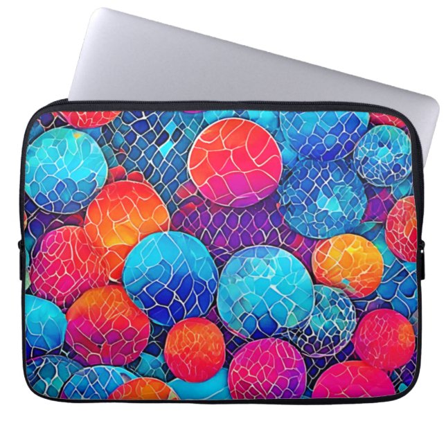 levendig cirkelpatroon laptop sleeve (Voorkant)