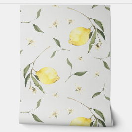 Levendig citroen vruchtpatroon behang