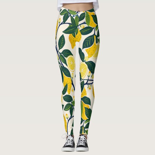 Levendig citroenboompje leggings (Voorkant)