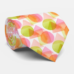 Levendig Citrus Groen en Rosa Roze Waterverf Stropdas