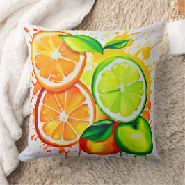 Levendig Citrus Vruchten Spat Kunst Kussen