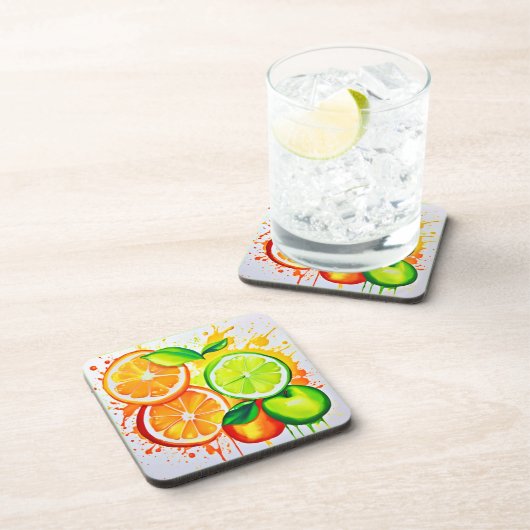Levendig Citrusfruit Spat Kunst Bier Onderzetter (Rechterzijde)
