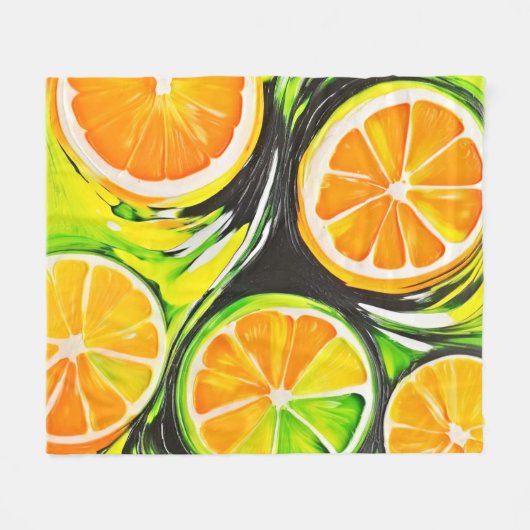 Levendig citrusschilderij fleece deken (Voorkant (Horizontaal))