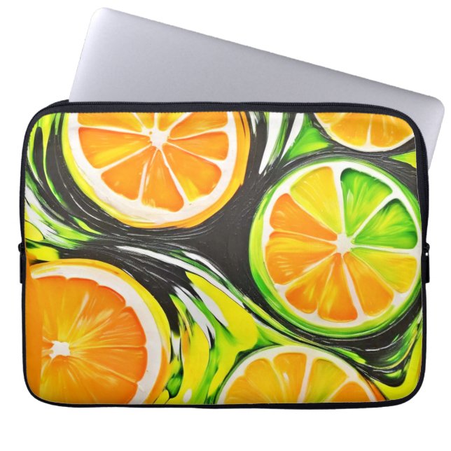 Levendig citrusschilderij laptop sleeve (Voorkant)