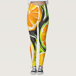 Levendig citrusschilderij leggings