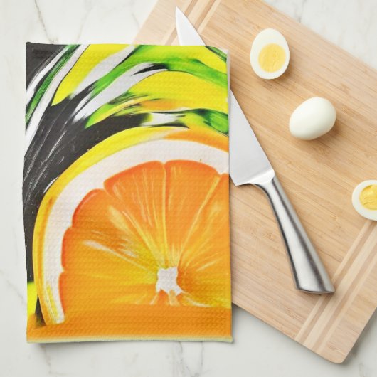 Levendig citrusschilderij theedoek (Quarter Fold)