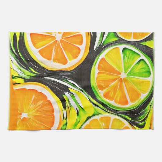 Levendig citrusschilderij theedoek (Horizontaal)