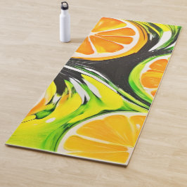 Levendig citrusschilderij yogamat